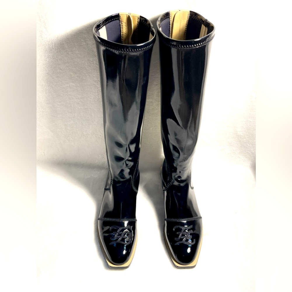 Fendi Women's Black Fframe Structured Boots